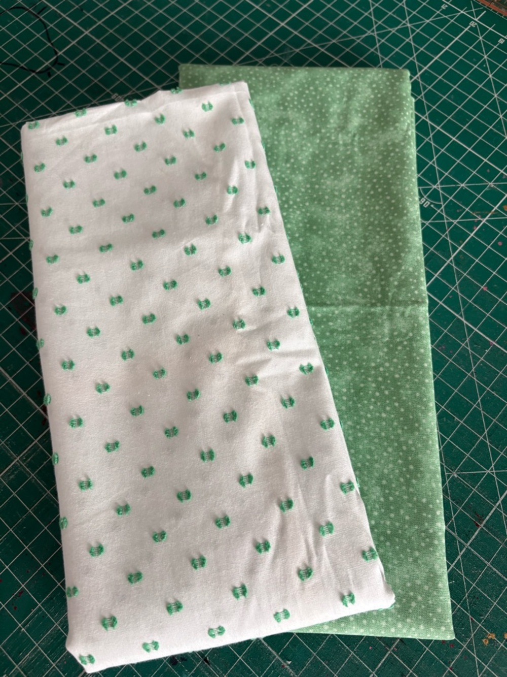 Green Patterned Cotton Fabric Pair